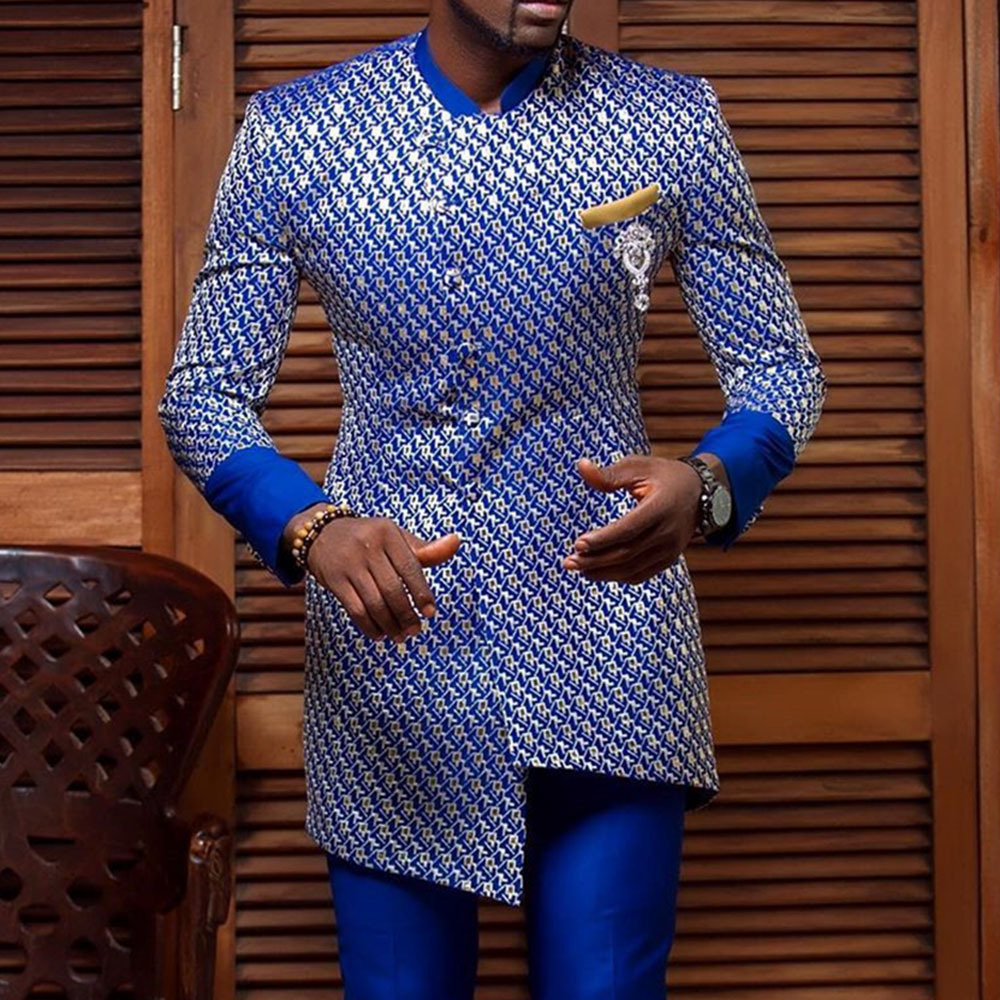 Dashiki Shirt Men - النمط الوطني الشباب الوقوف طوق قميص