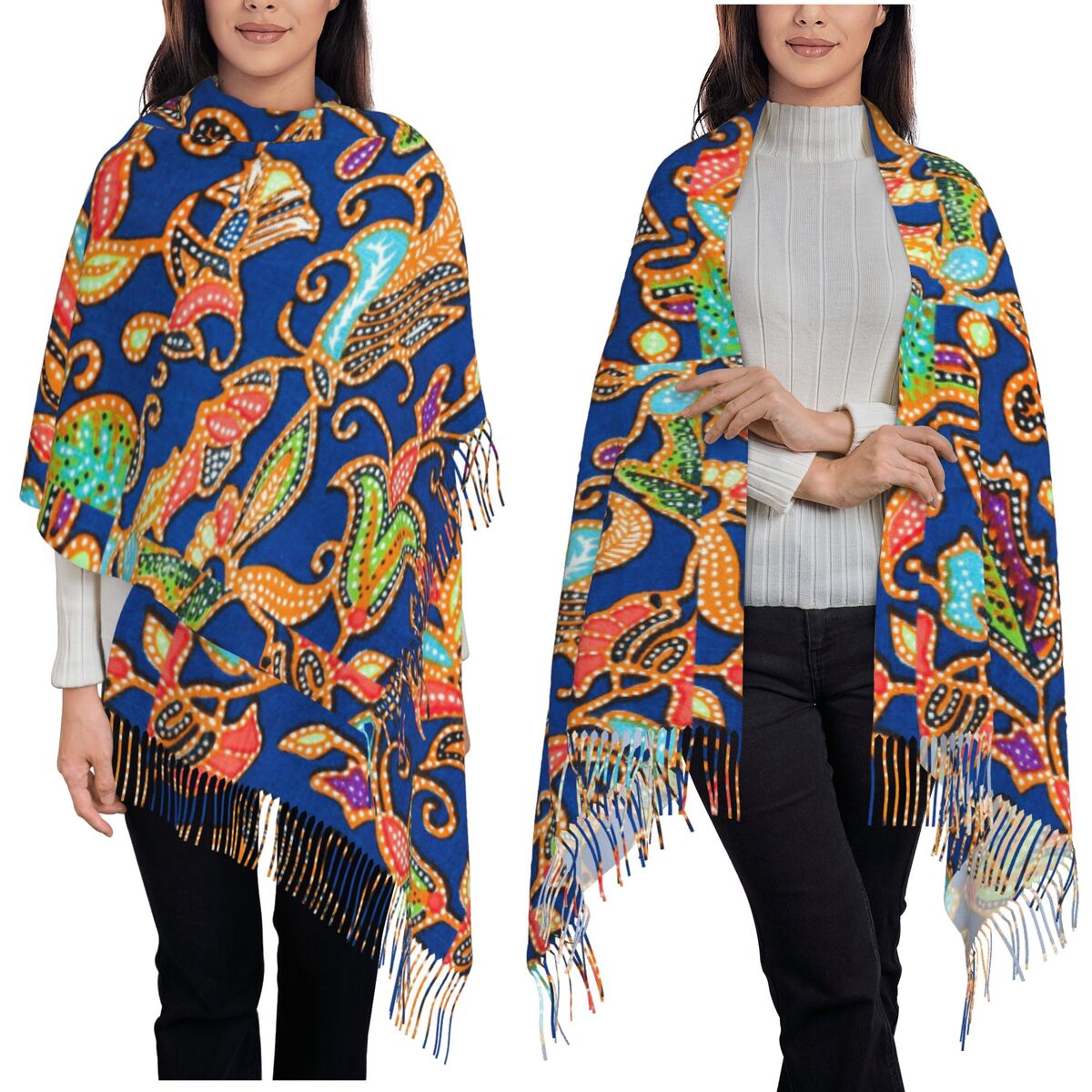 Batik Sarong Wrap - سارونج باتيك كيبايا، وشاح بنفسجي، وشاحات