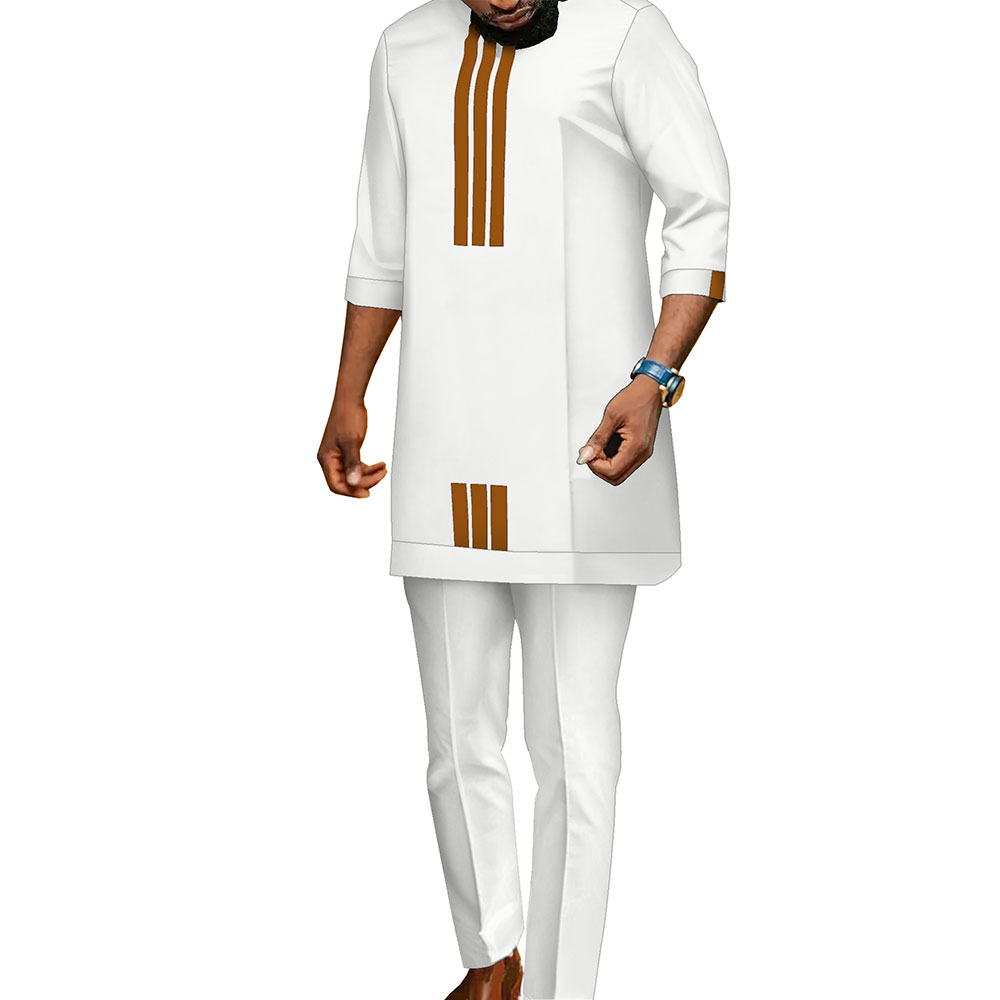 Dashiki Shirt Men - طقم قميص وبنطال رجالي أفريقي من