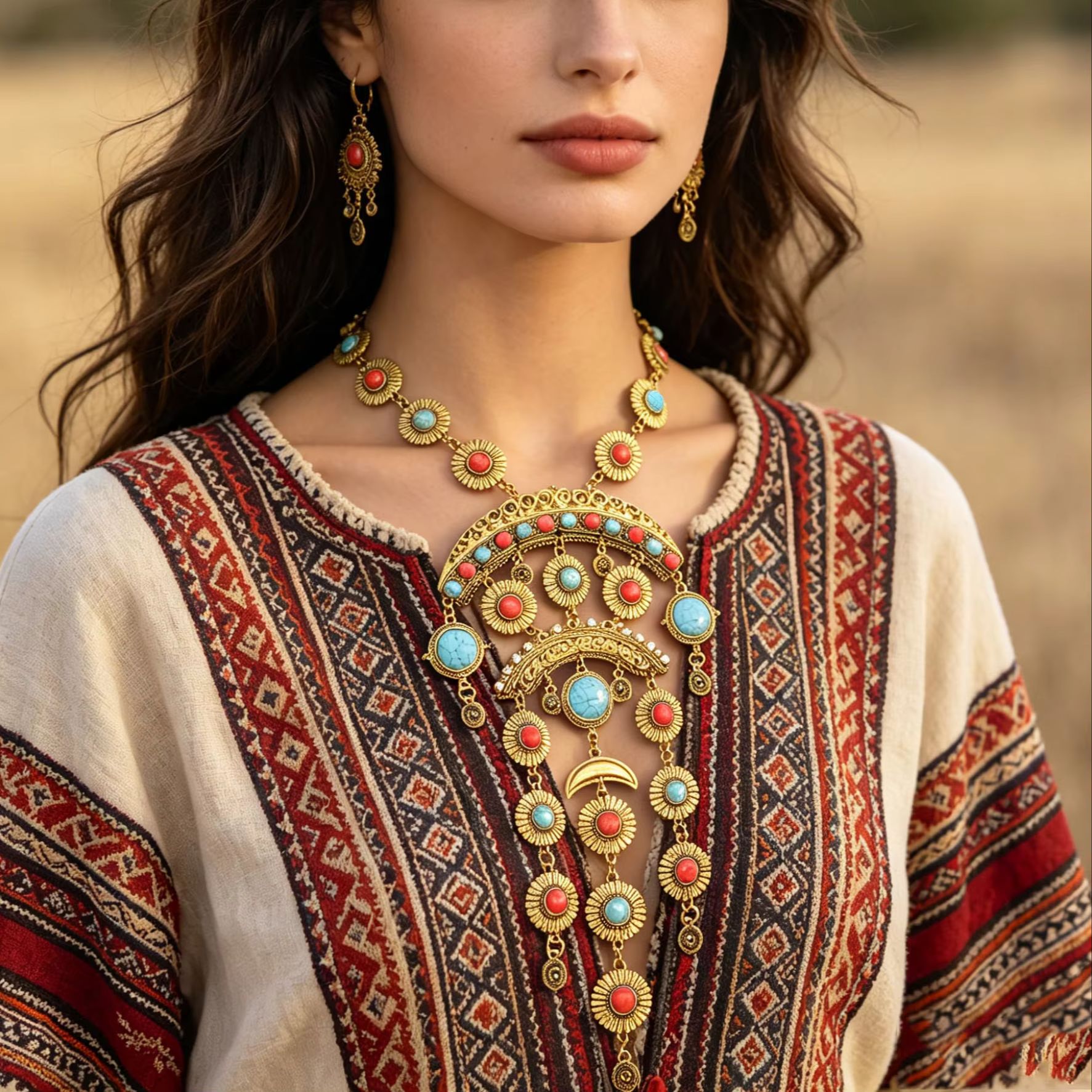 قلادة عتيقة الطراز على الطراز  - مراجعة Ethnic Fashion Shoot وسعره