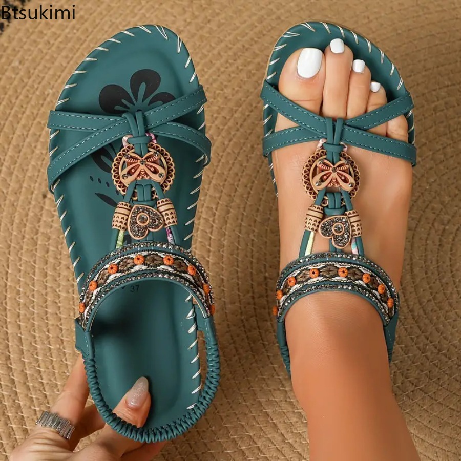 صنادل نسائية بوهيمية للشاطئ وا - مراجعة Ethnic And Fashion وسعره